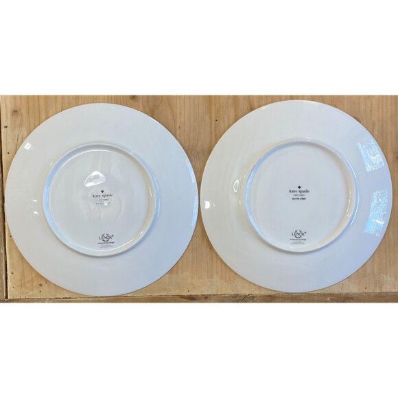 2 Kate Spade Dalton Street Lenox Salad Plates Striped Black Yellow - Picture 4 of 4